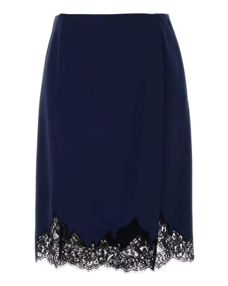 Stella McCartney lace-trim satin midi skirt - Blau Blau