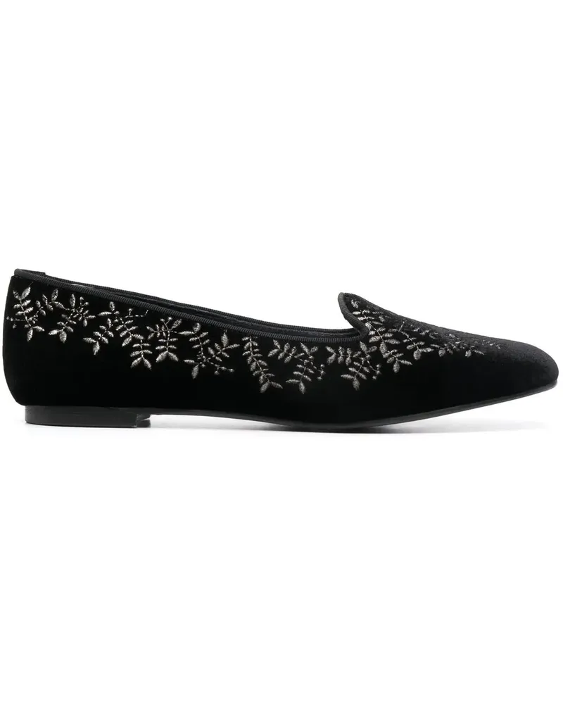10 Corso Como x Castañer Hojas Slipper aus Samt - Schwarz Schwarz