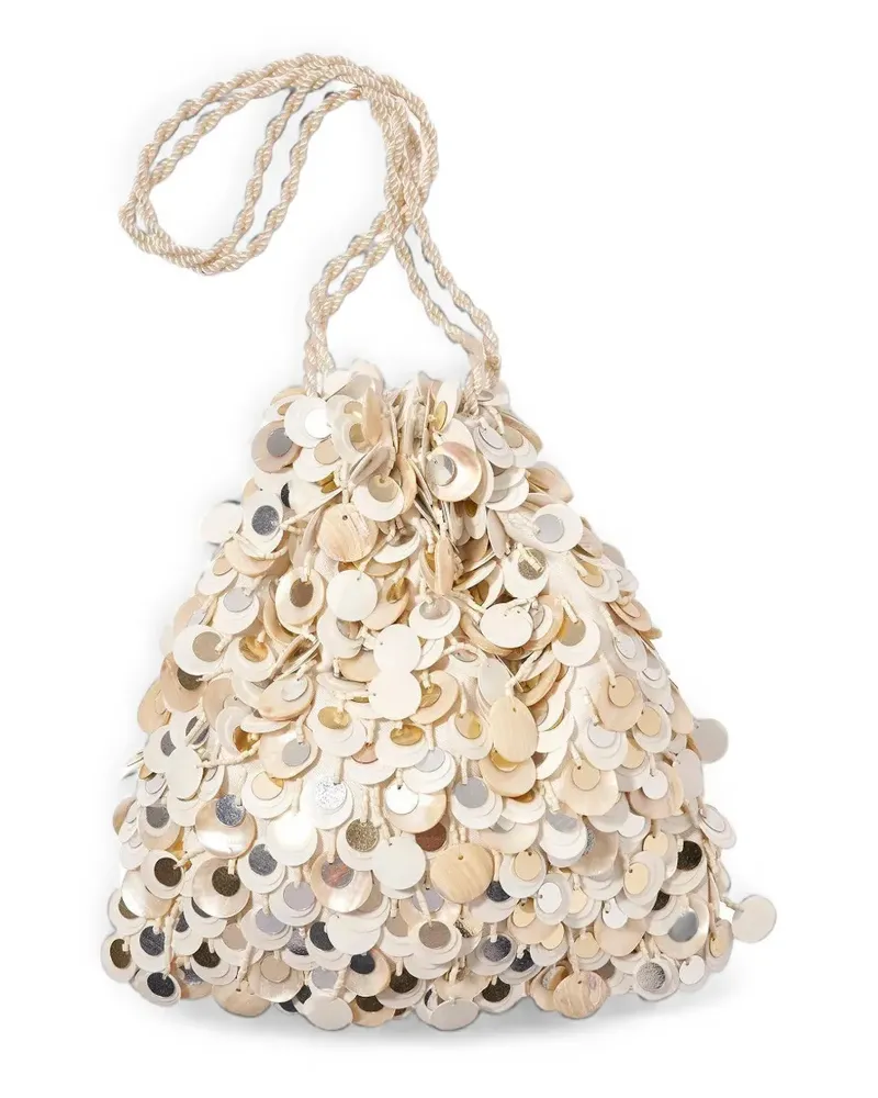 Lizzie Fortunato Gala sequin-embellished shoulder bag - Nude Nude
