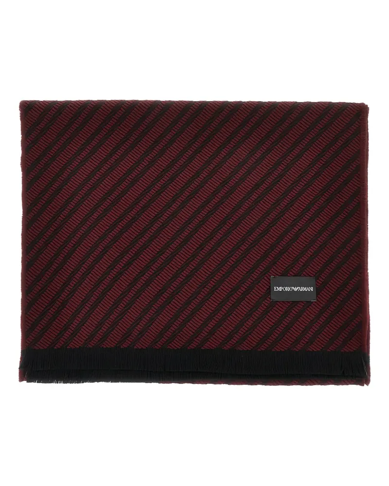 Emporio Armani diagonal-stripe wool scarf - Schwarz Schwarz