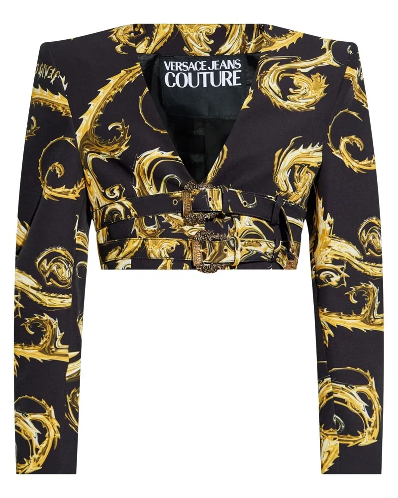 Versace Jeans Cropped-Jacke mit Barock-Print Schwarz