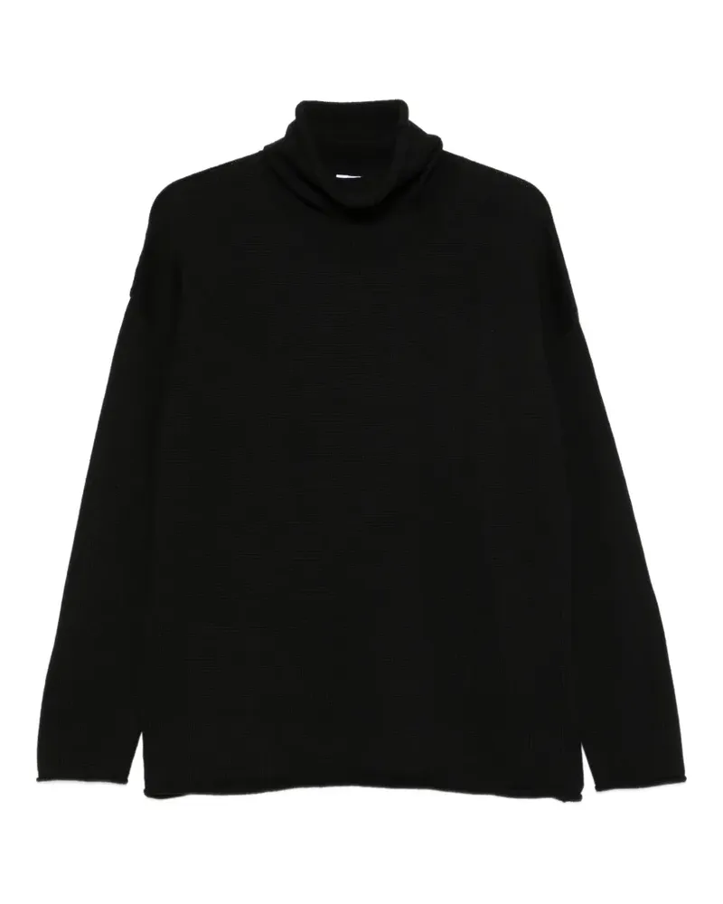 Alpha Studio Rollkragenpullover mit tiefen Schultern - Schwarz Schwarz