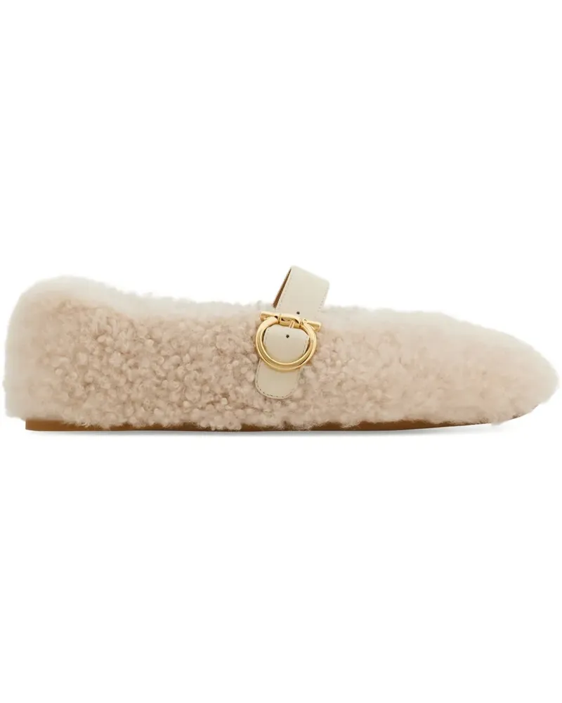 Ferragamo Ballerinas aus Shearling - Nude Nude