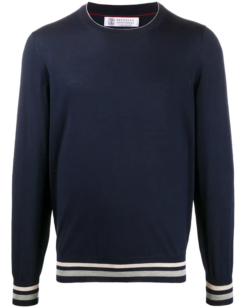 Brunello Cucinelli Pullover mit gestreiftem Saum - Blau Blau