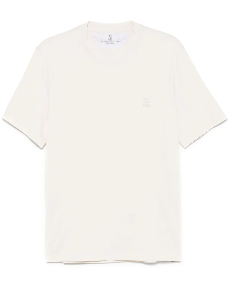 Brunello Cucinelli T-Shirt mit Logo-Print - Nude Nude