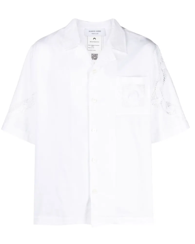 Marine Serre Hemd mit Sichelmond-Stickerei Weiß