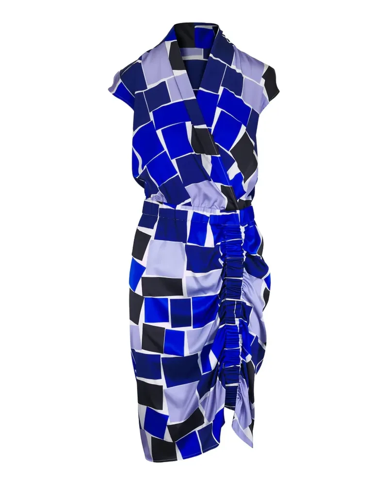 Zero + Maria Cornejo printed draped silk midi dress - Blau Blau