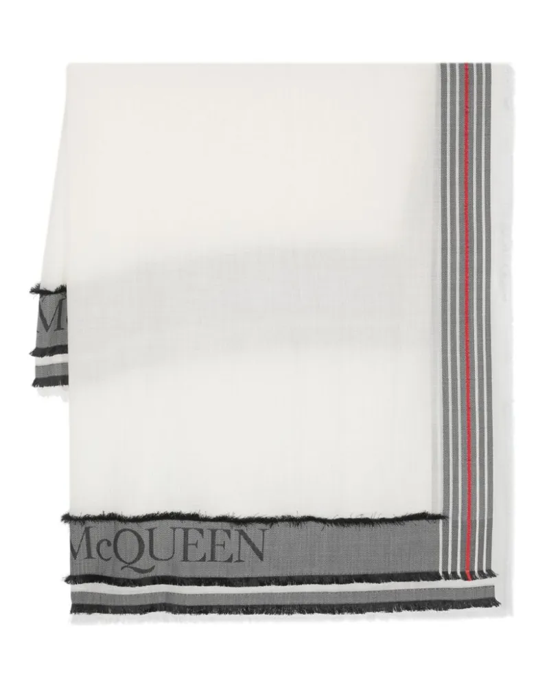 Alexander McQueen Schal mit Fransen - Weiß Weiß