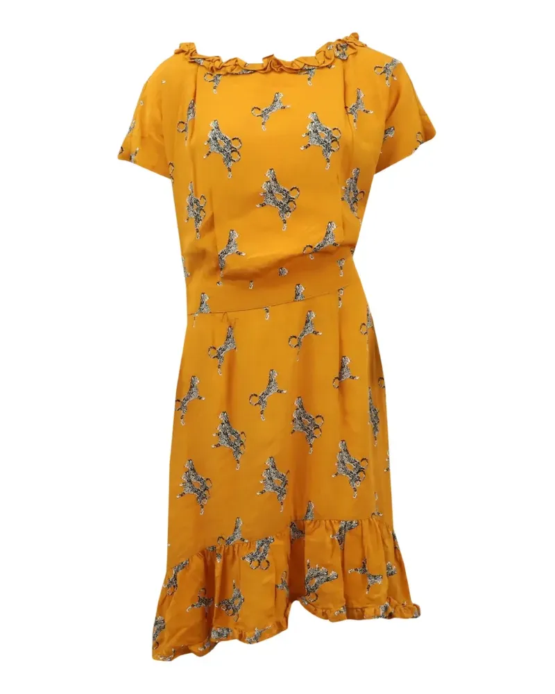 Baum und Pferdgarten Gerüschtes Flamenco Midikleid - Gelb Gelb
