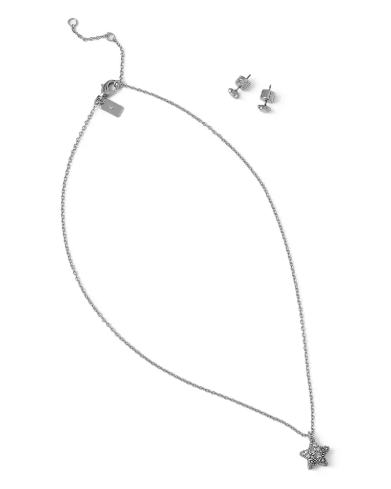 Coach Set aus Halskette und Ohrringen mit Sternanhänger - Silber Silber