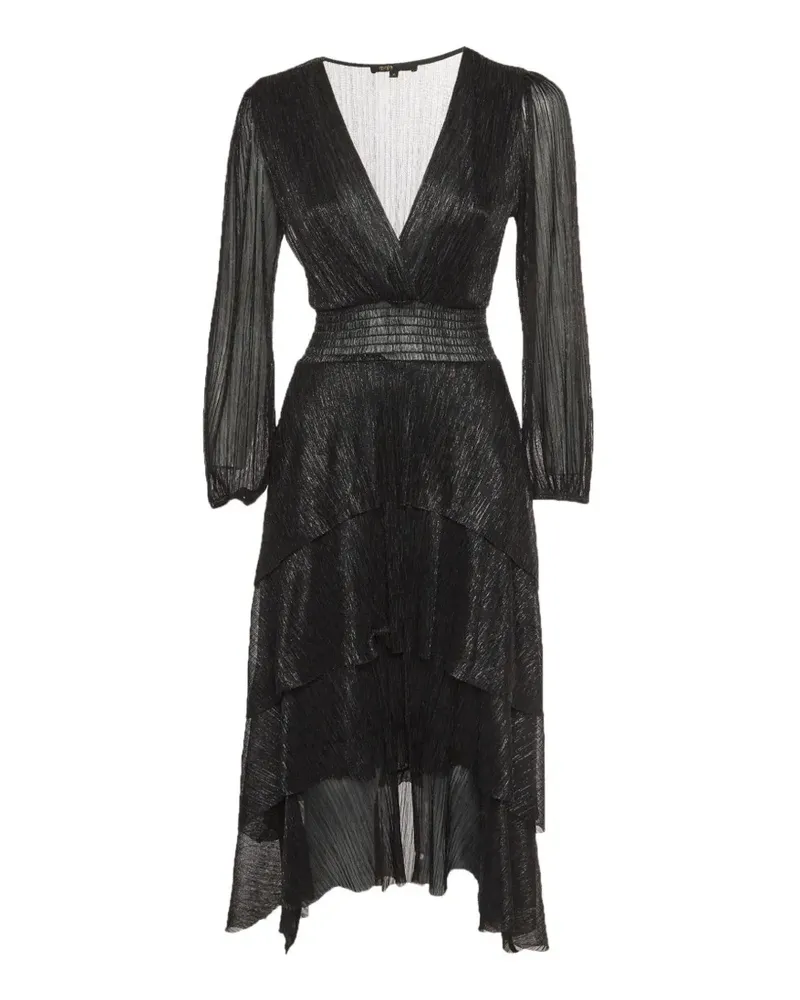 Maje asymmetric tiered midi dress - Schwarz Schwarz