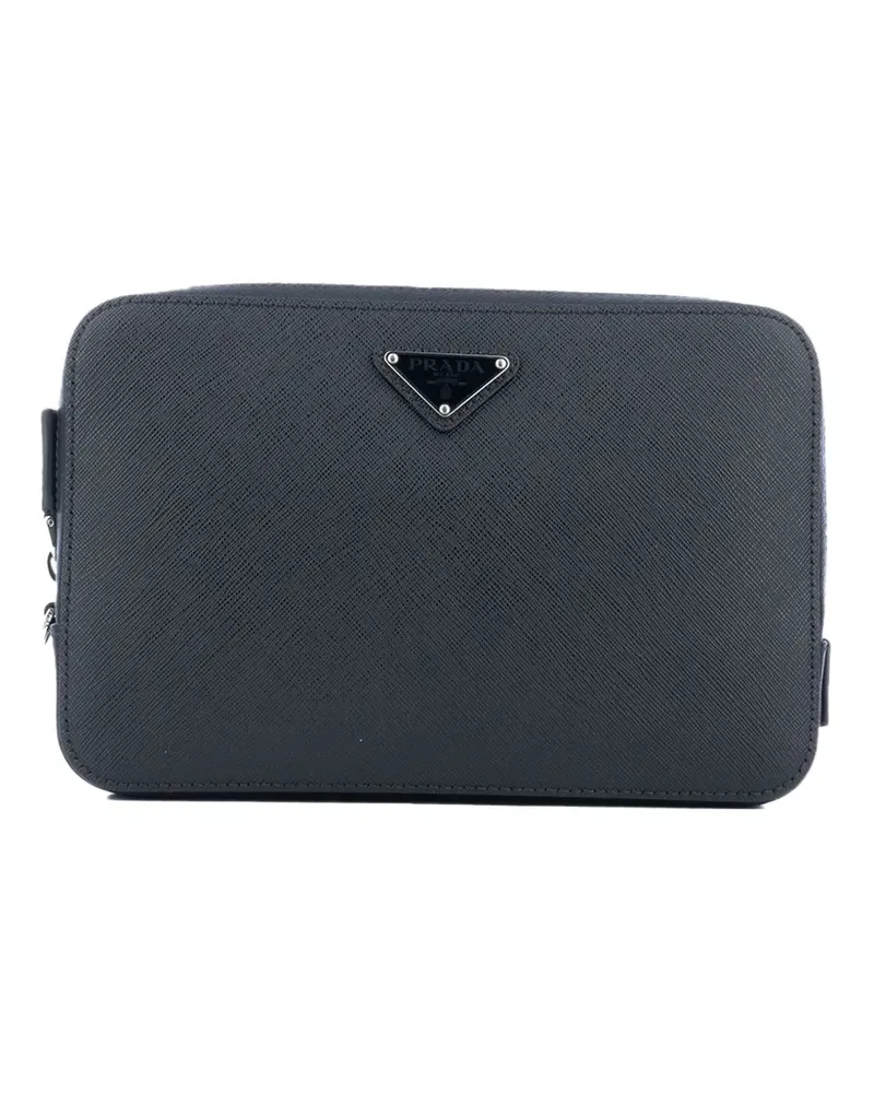Prada Clutch mit Logo - Schwarz Schwarz