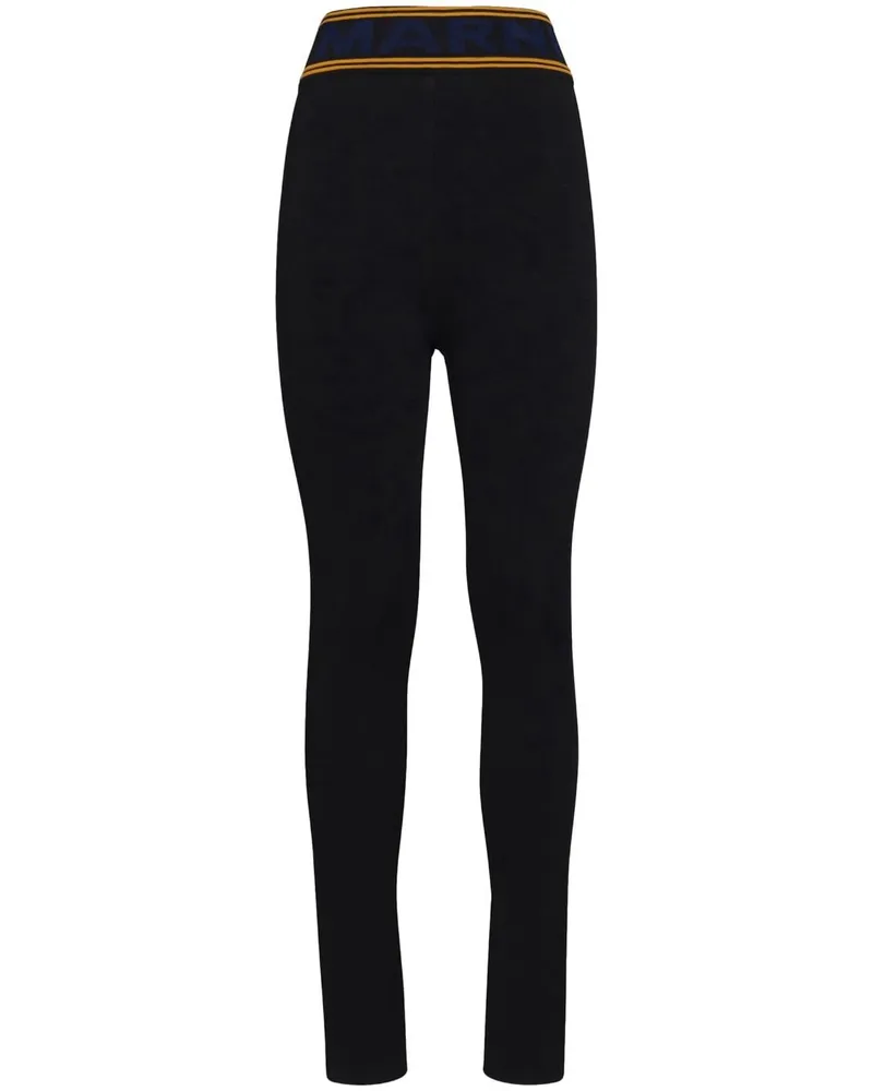 Marni High-Waist-Leggings mit Logo - Schwarz Schwarz