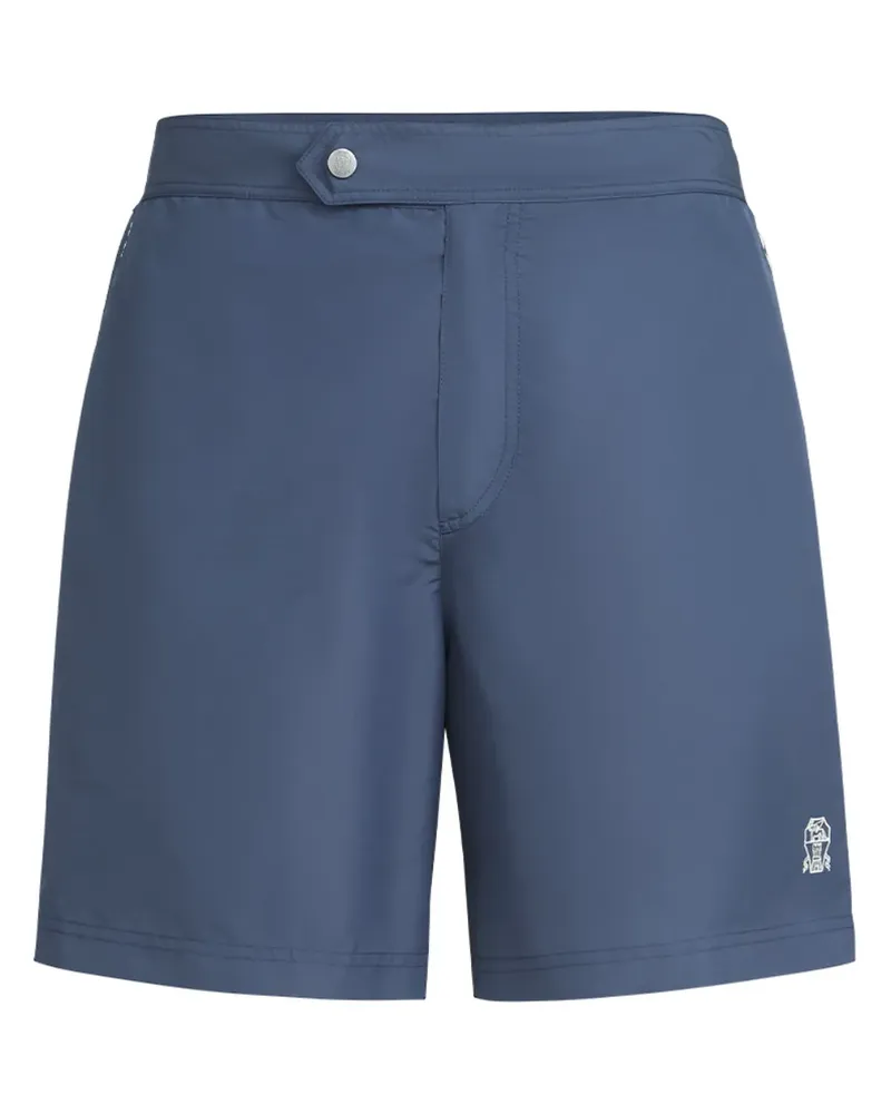 Brunello Cucinelli Paspelierte Badeshorts mit verstellbarem Bund - Blau Blau
