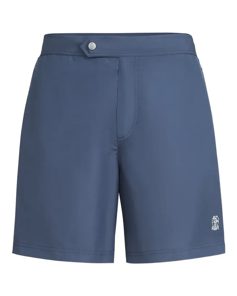 Brunello Cucinelli Paspelierte Badeshorts mit verstellbarem Bund - Blau Blau