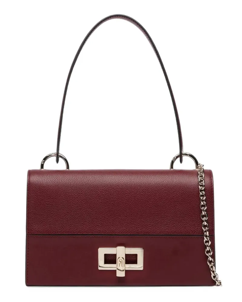 Furla Schultertasche aus gekörntem Leder mit Drehverschluss - Rot Rot