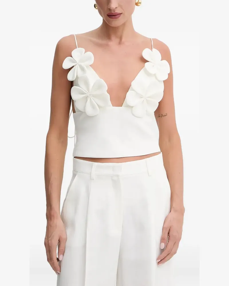 Bardot flower-applique top - Weiß Weiß