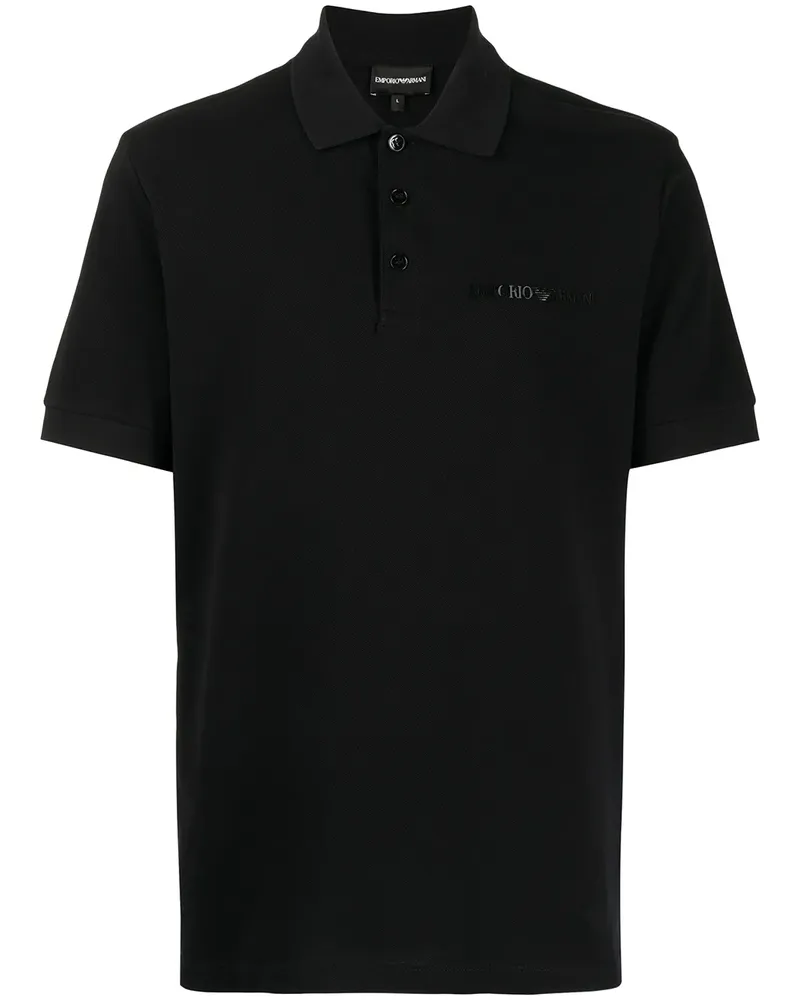 Emporio Armani Poloshirt mit Logo-Print - Schwarz Schwarz