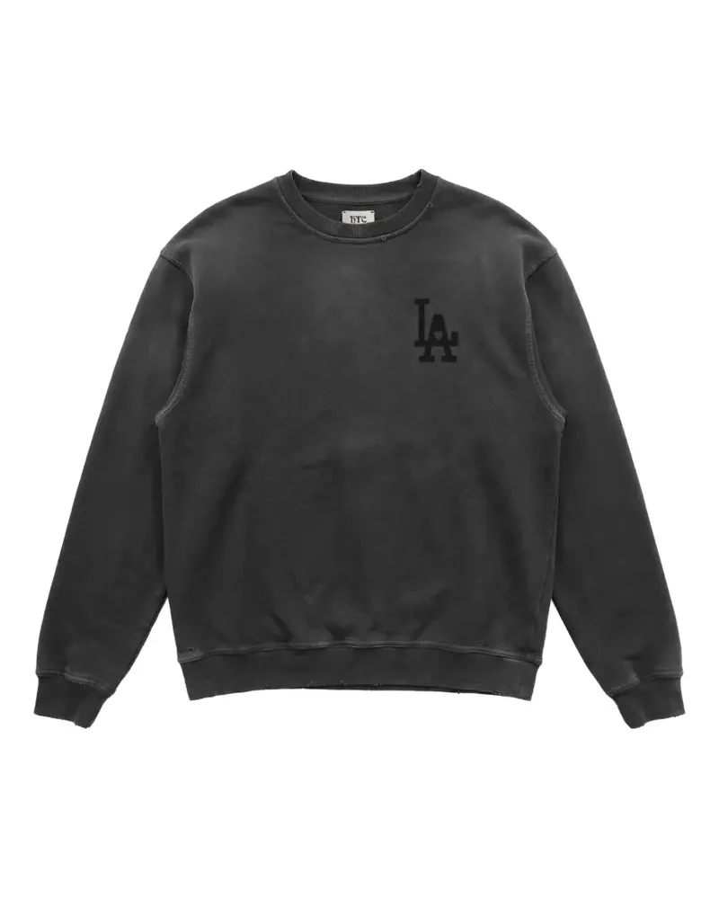 HTC Hollywood Trading Company logo-print distressed sweater - Grau Grau