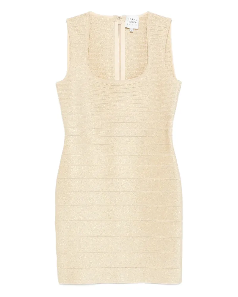 Hervé Léger Mirabel ribbed mini dress - Gold Gold