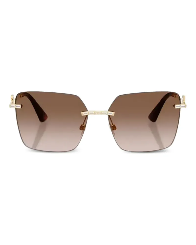 Dolce & Gabbana Eckige Sonnenbrille mit Kristallen - Gold Gold