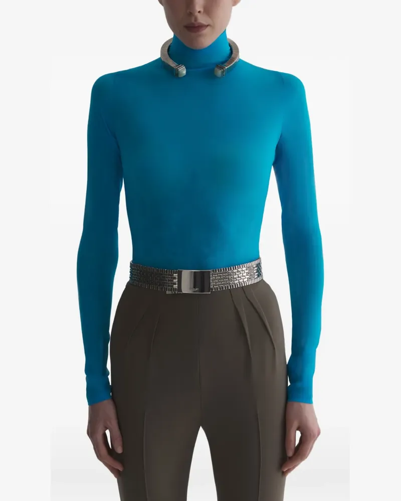 Thierry Mugler Klassisches Langarmshirt - Blau Blau