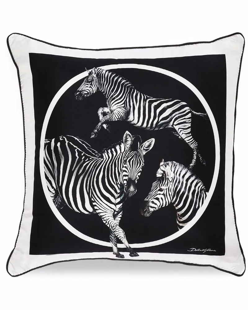 Dolce & Gabbana Kissen mit Zebra-Print - Schwarz Schwarz