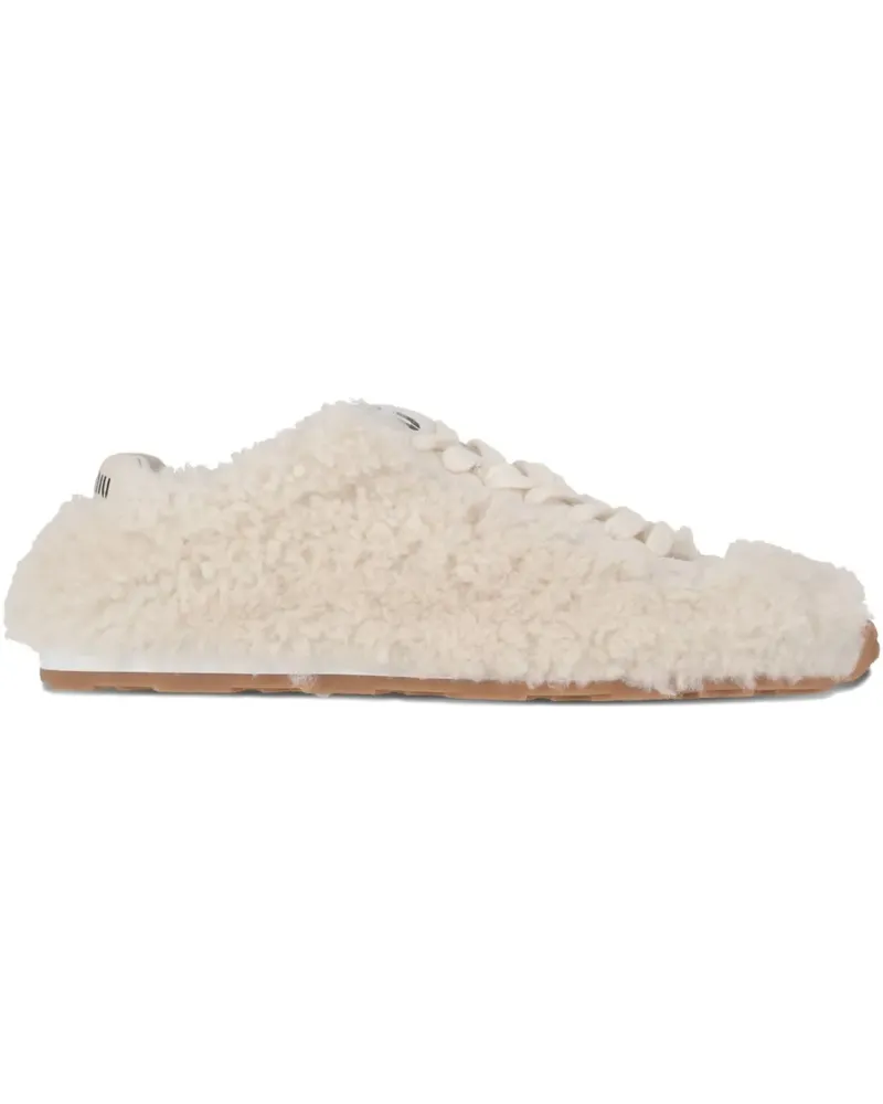 Miu Miu shearling lace-up sneakers - Nude Nude