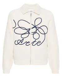 Arte Antwerp Cardigan mit Blumen-Logo Nude