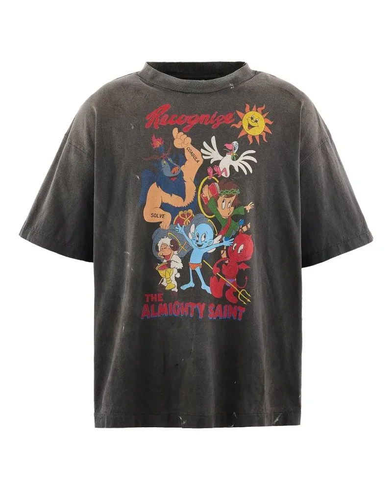 SAINT MXXXXXX graphic-print distressed T-shirt - Grau Grau