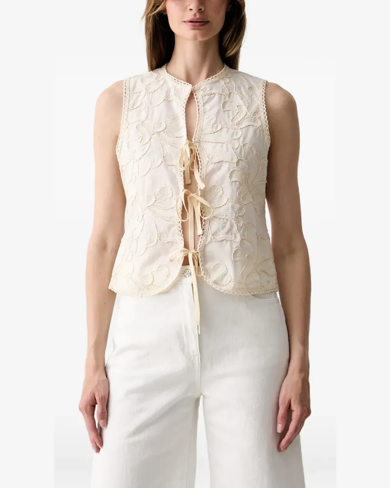 HAVEONE Besticktes Tanktop mit Schleifenverschluss - Nude Nude