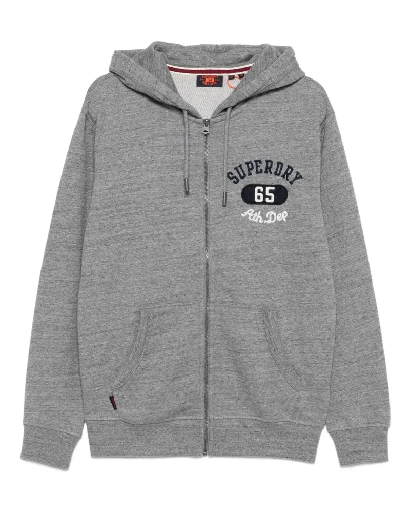 Superdry. Kapuzenjacke mit Logo-Stickerei - Grau Grau