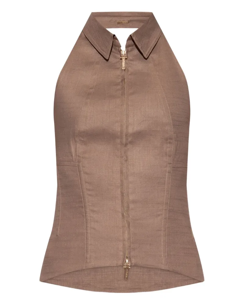 Cult Gaia Neckholder-Weste mit Reißverschluss - Nude Nude