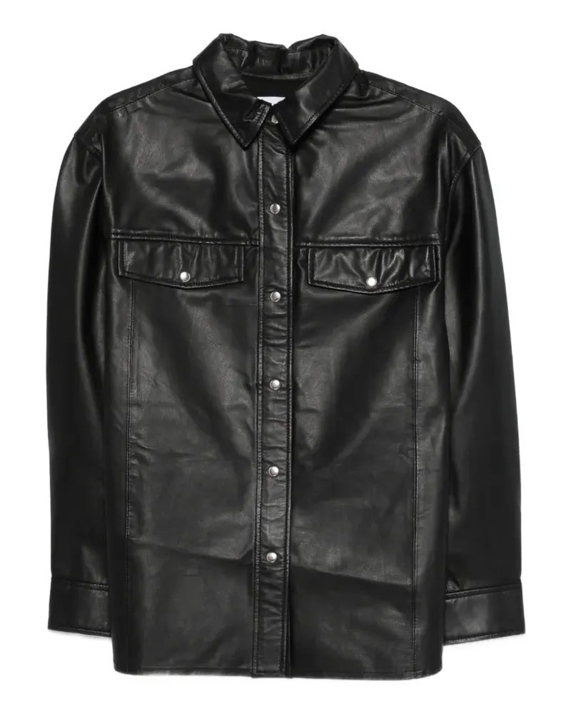 IRO Cabana Lederhemd mit Tasche - Schwarz Schwarz