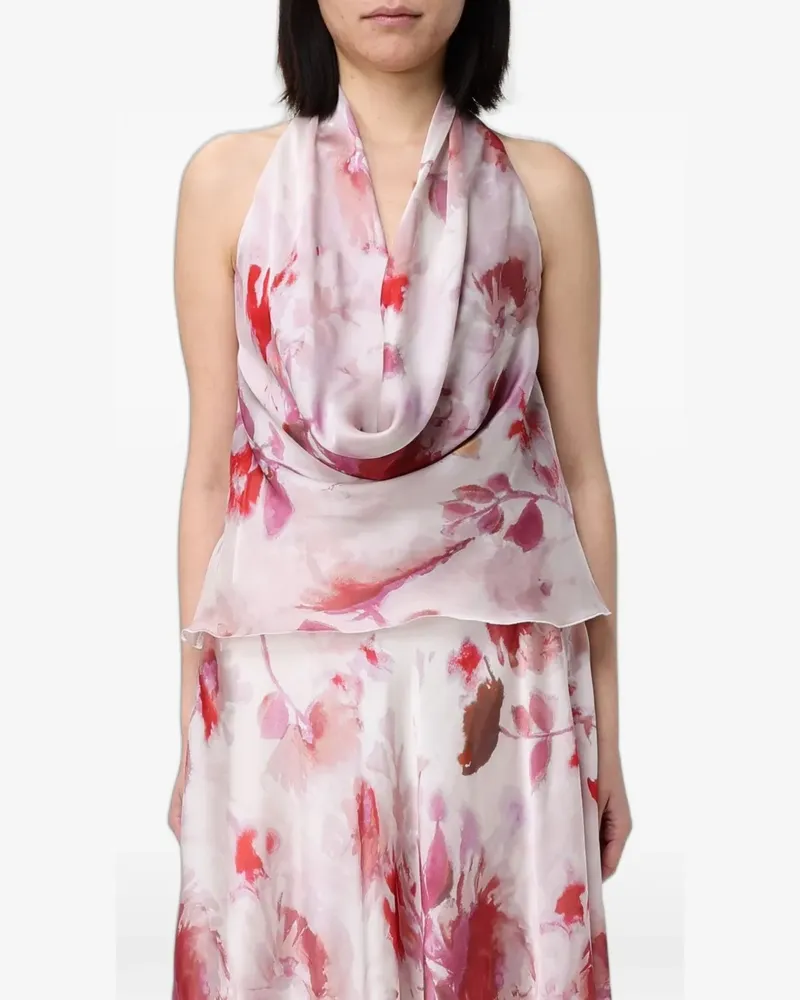 Hanita floral-print cowl-neck top - Nude Nude