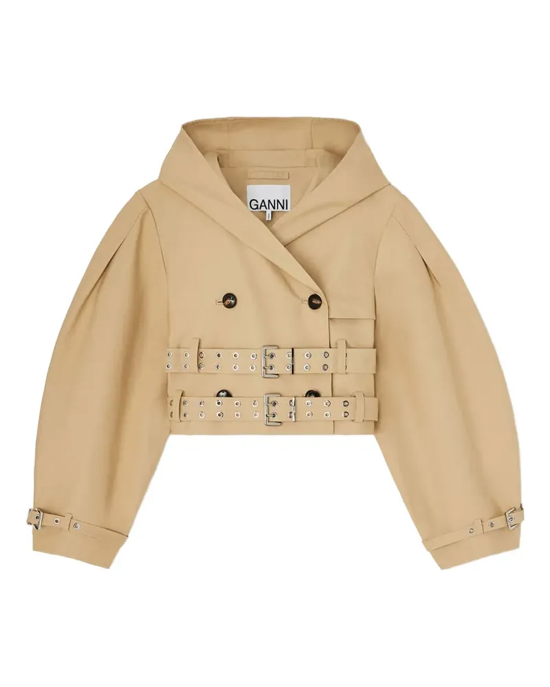 Ganni Doppelreihige Cropped-Jacke - Nude Nude