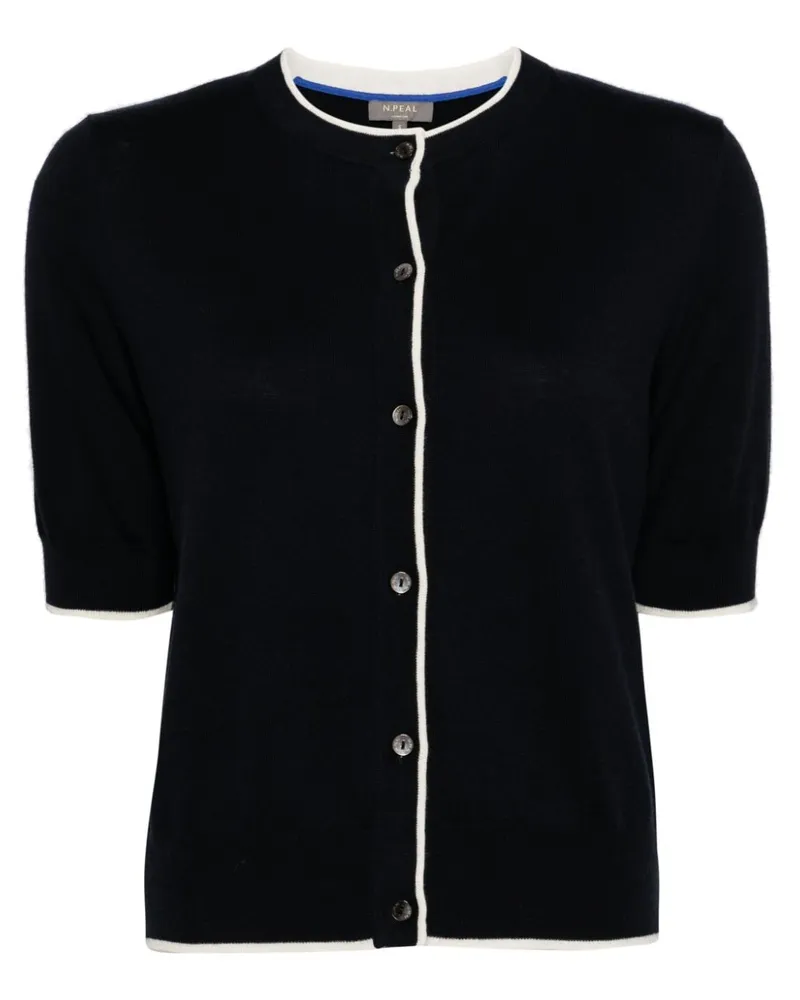 N.Peal Kurzärmeliger Cardigan - Blau Blau