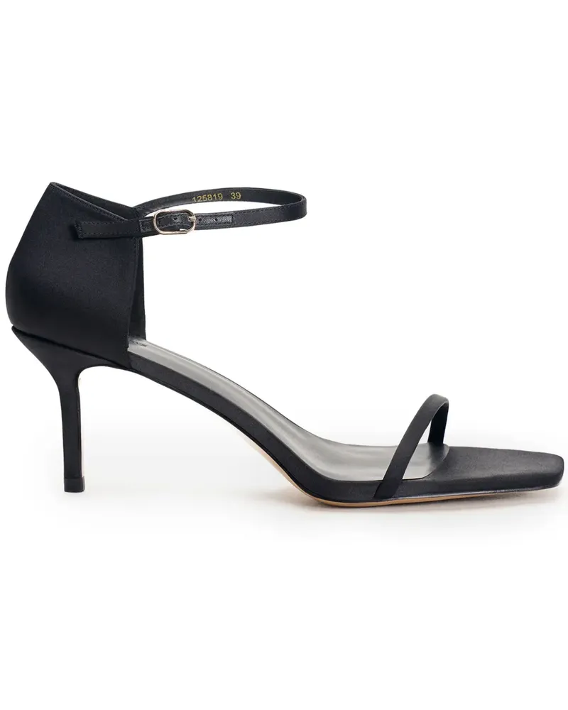 12 STOREEZ Satin-Sandalen mit eckiger Spitze 70mm - Schwarz Schwarz