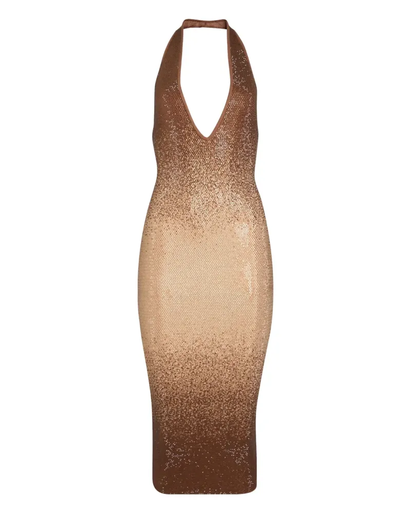 Retrofête Aviana Midikleid mit Neckholder-Ausschnitt - Braun Braun