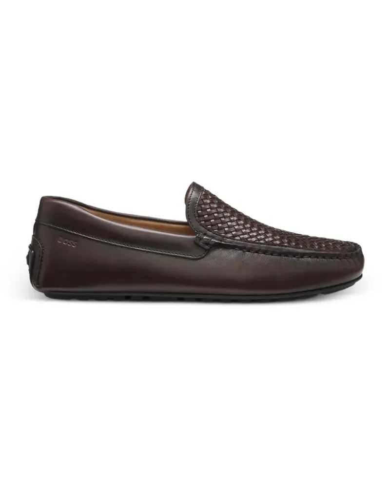 HUGO BOSS Noel woven-panel leather loafers - Braun Braun