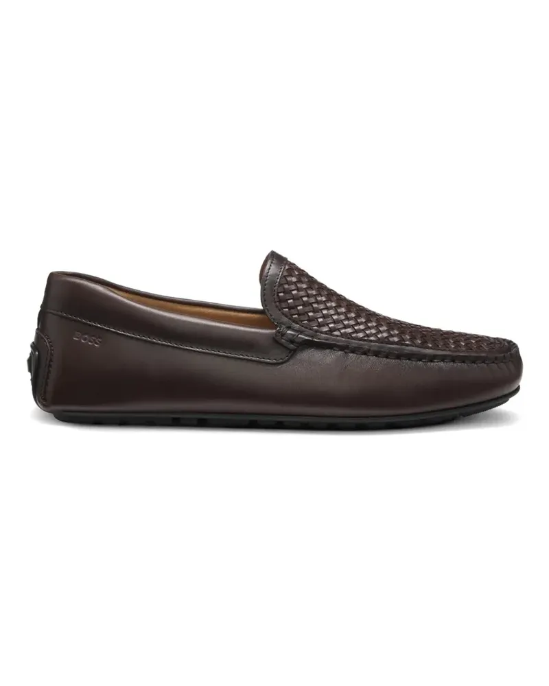 HUGO BOSS Noel woven-panel leather loafers - Braun Braun