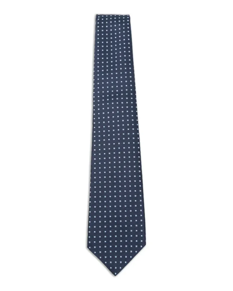 Kiton geometric-print silk tie - Blau Blau