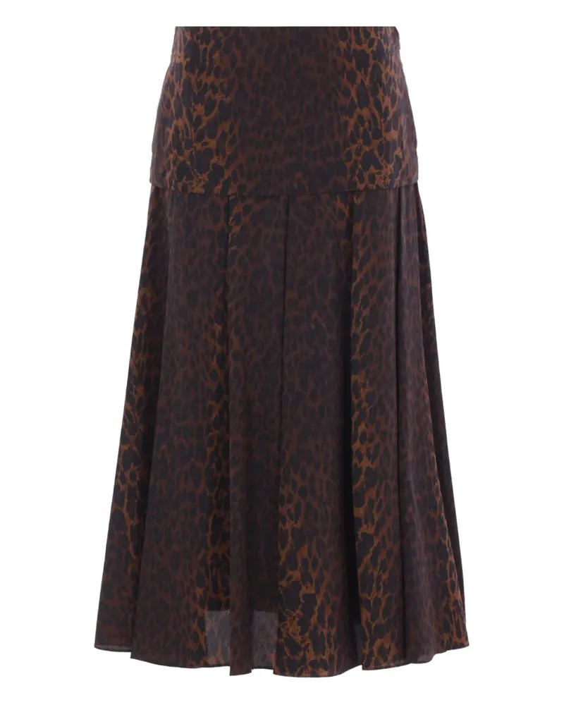 Balenciaga pleated leopard-print skirt - Braun Braun