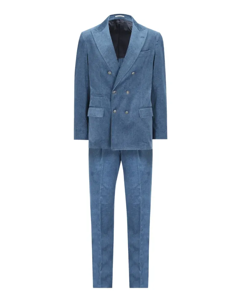 Brunello Cucinelli double-breasted cotton suit - Blau Blau