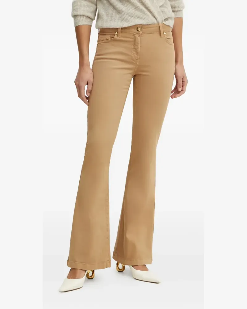 Luisa Spagnoli Schlagjeans mit Leder-Patch - Braun Braun