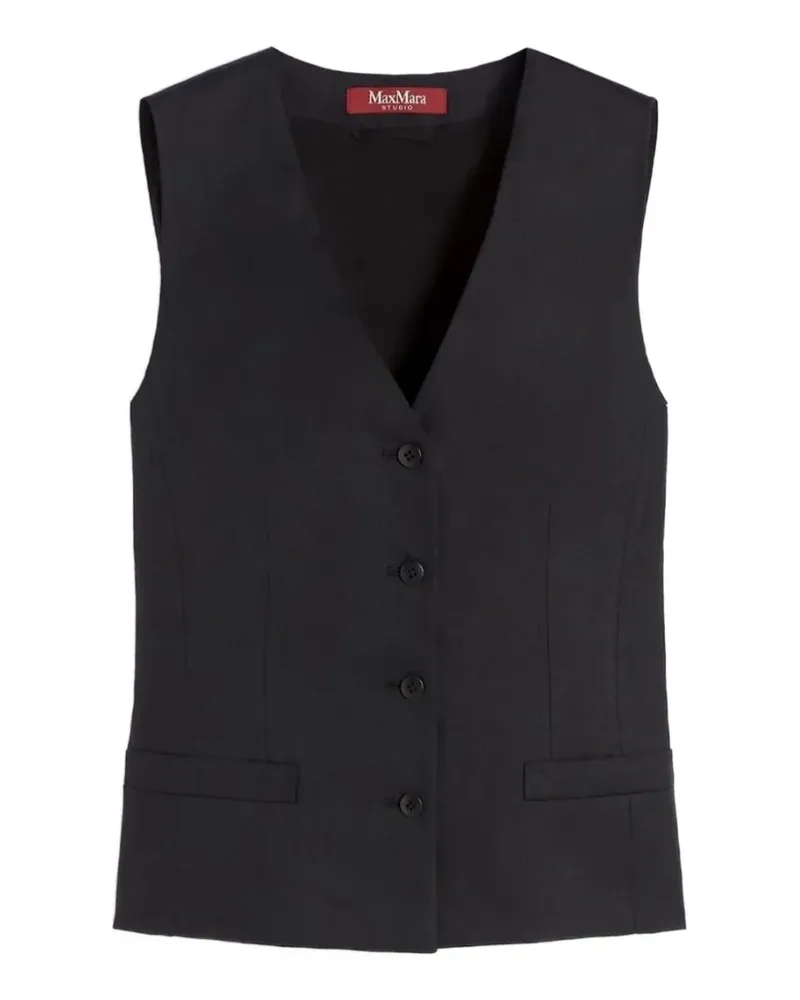 Max Mara Carnet V-neck button linen waistcoat - Schwarz Schwarz