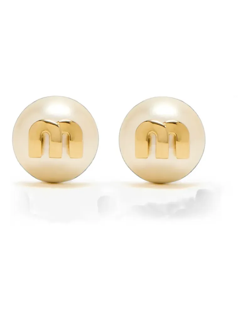Miu Miu metal and pearl earrings - Gold Gold