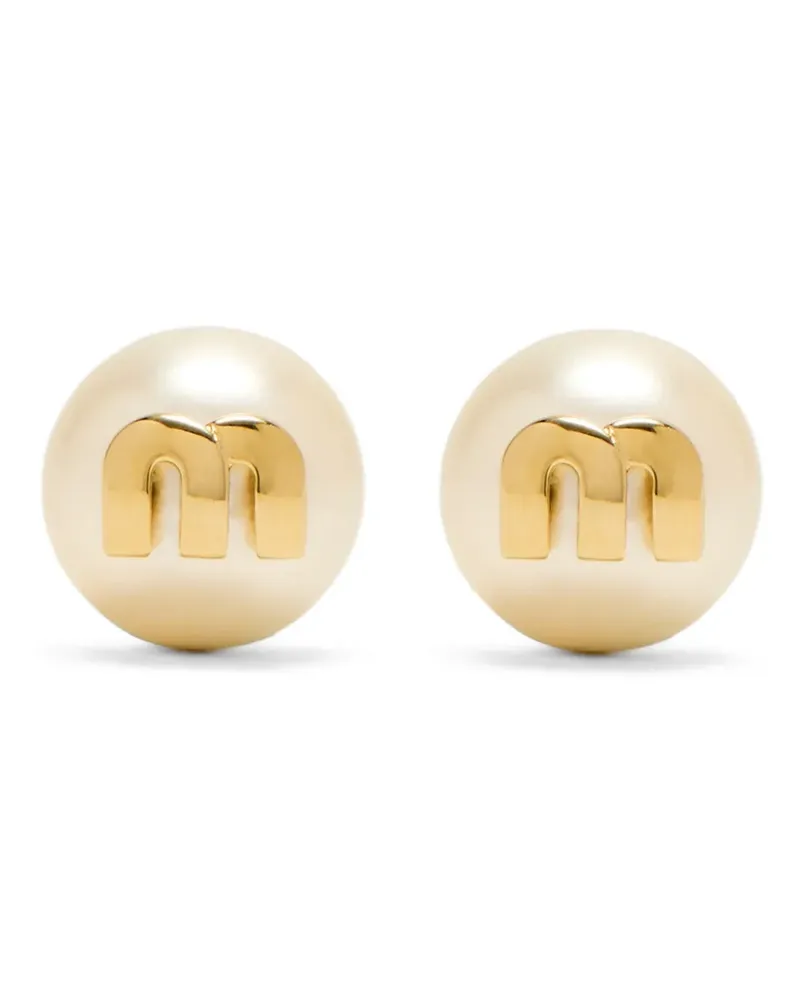 Miu Miu Ohrringe mit Perlen - Gold Gold