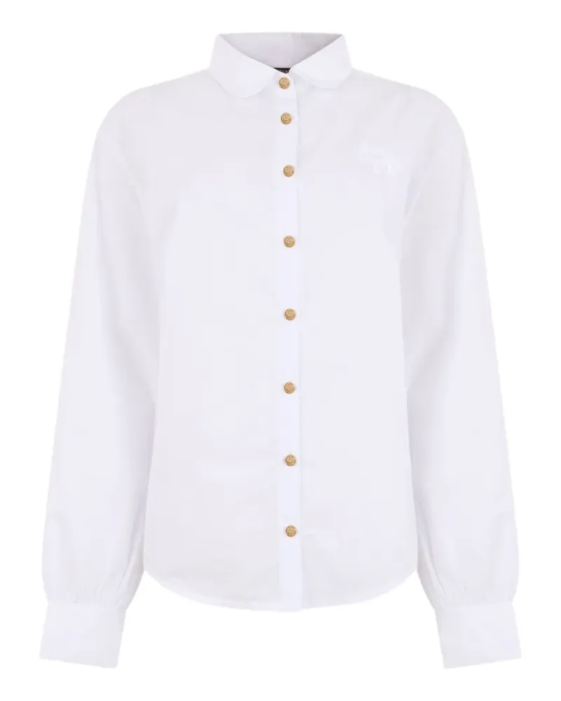 Roberto Cavalli logo-embroidered button-up shirt - Weiß Weiß