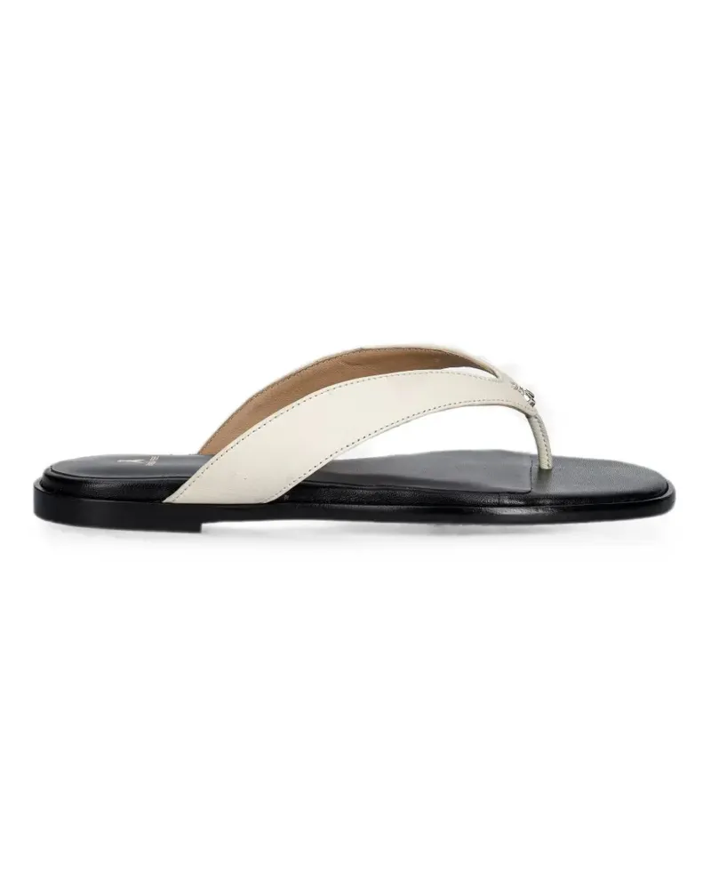 Patrizia Pepe logo-plaque calf leather flip-flops - Nude Nude